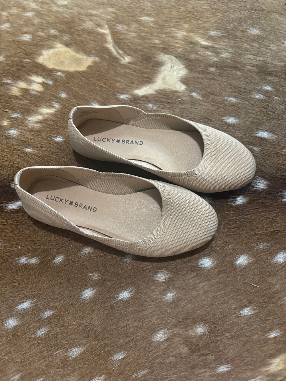 Lucky Brand tan Knit ballet flats